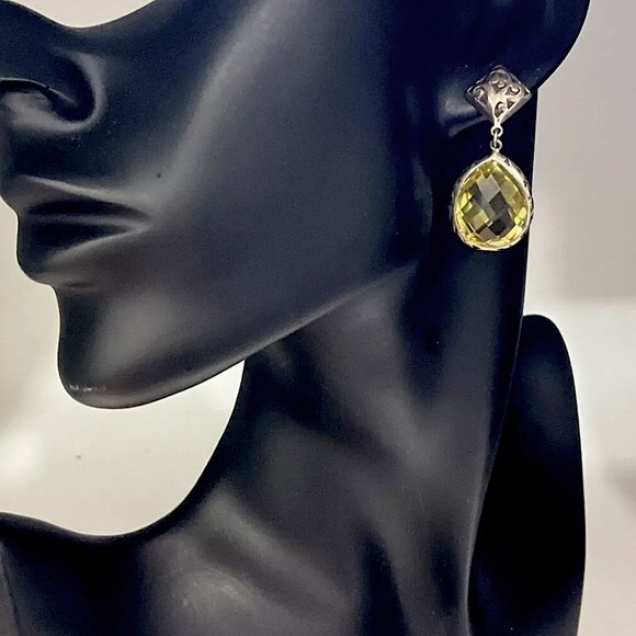 LOIS HILL Sterling Silver Faceted Lemon Yellow Topaz Drop Dangle Earrings - Picture 8 of 9